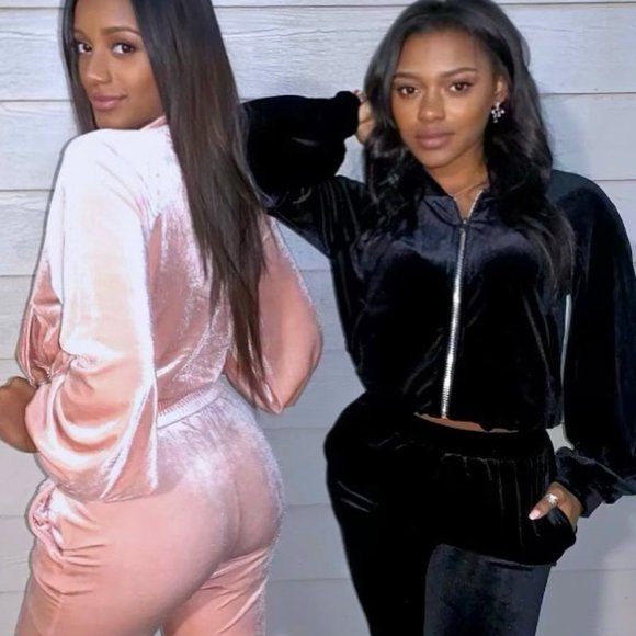 Black Velour Sweatsuit - Picture 4 of 5